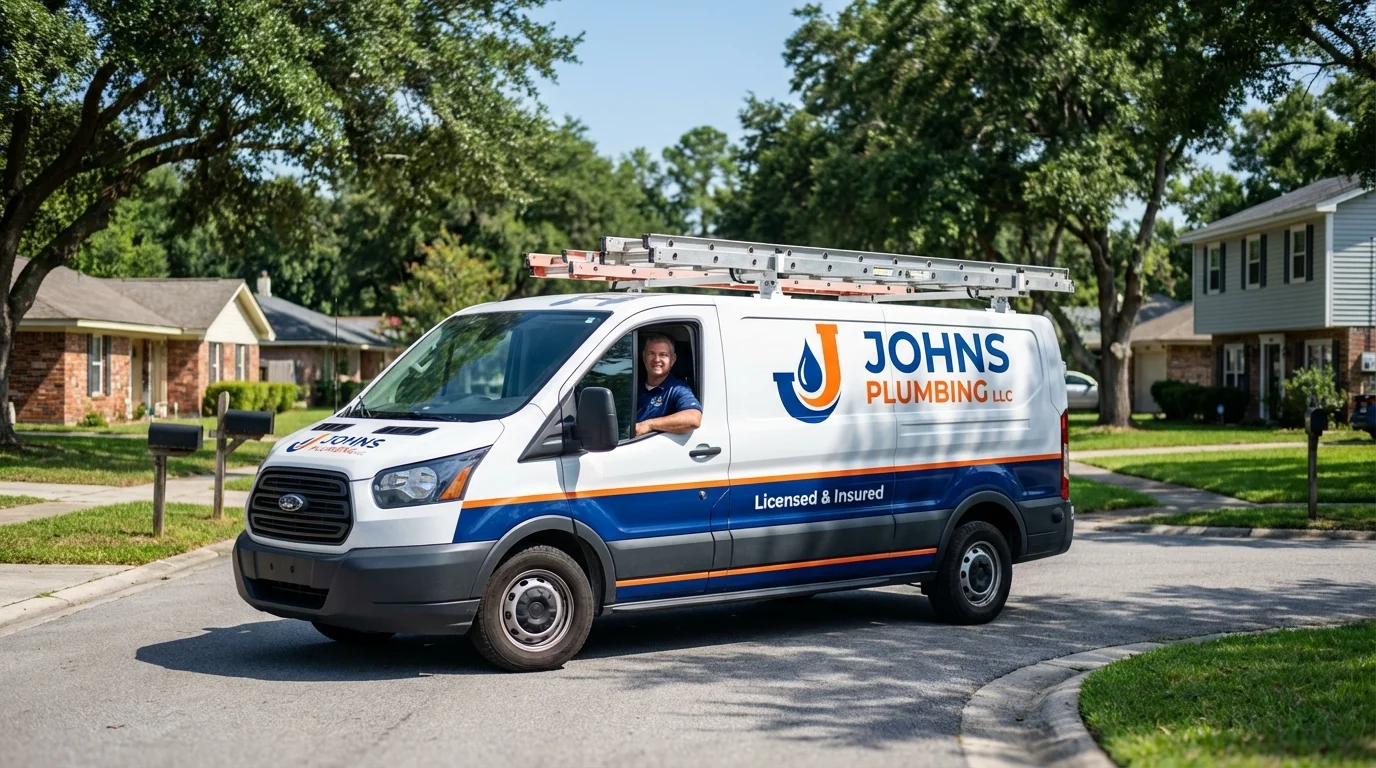 Johns Plumbing LLC service van in Waynesboro, TN