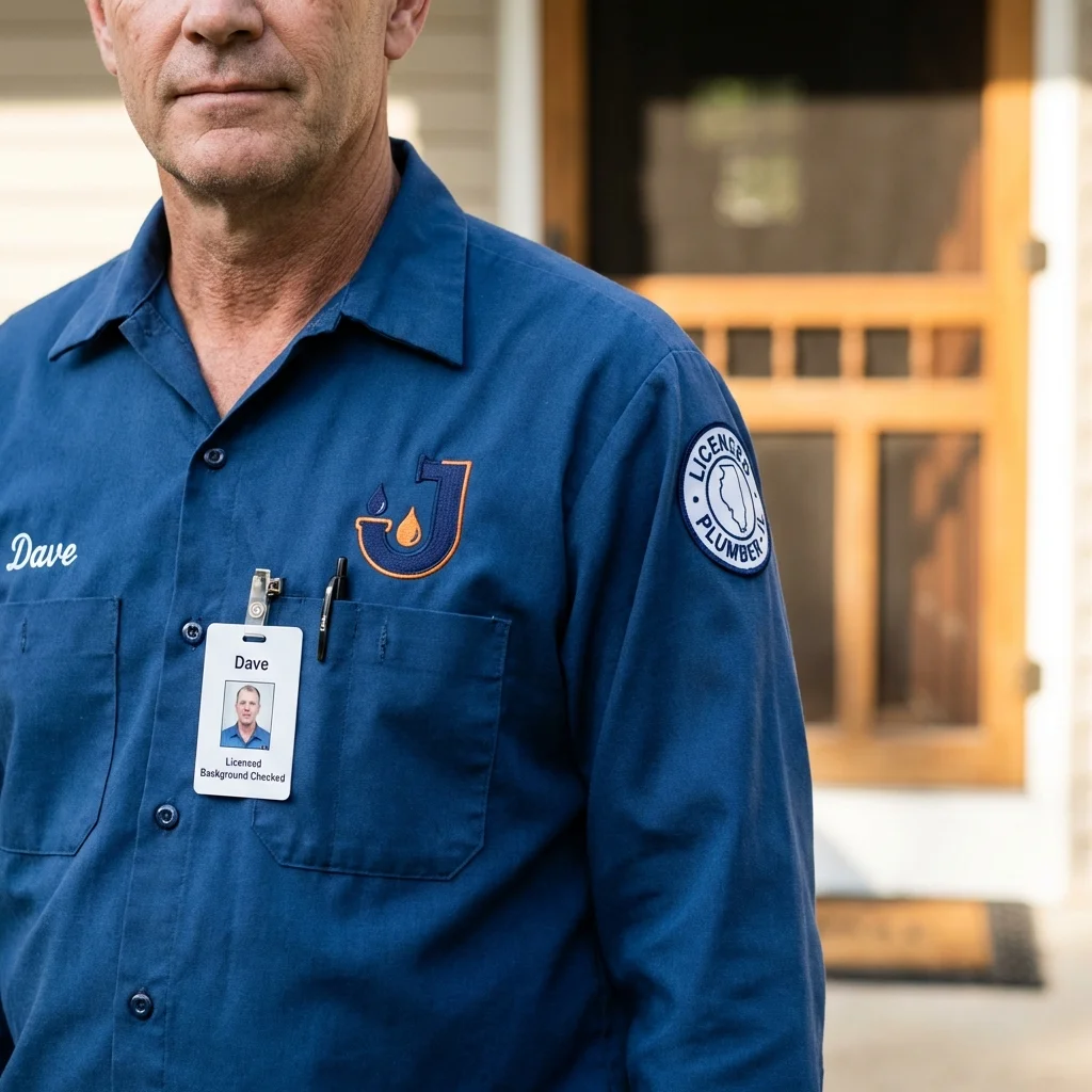 Licensed plumber showing ID badge in Waynesboro, TN